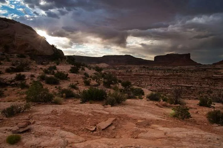 Clouds roll in the utah desert