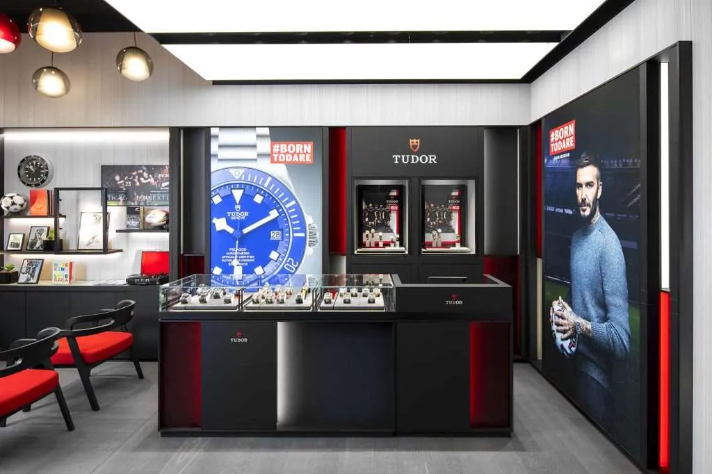 Commercial architecture of a watch store.