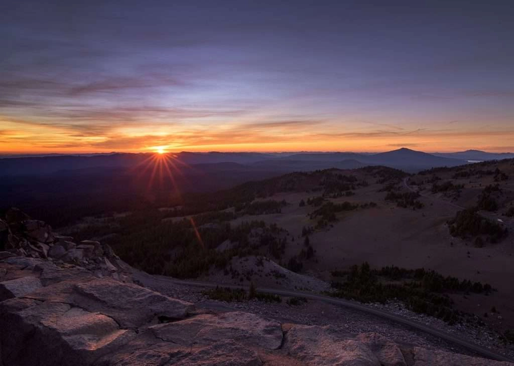 Sunset over oregon from mountain top