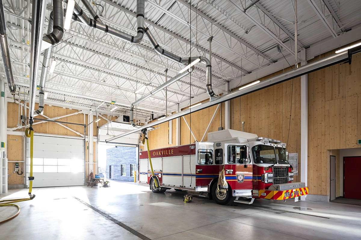 Architectural photography of fire truck station