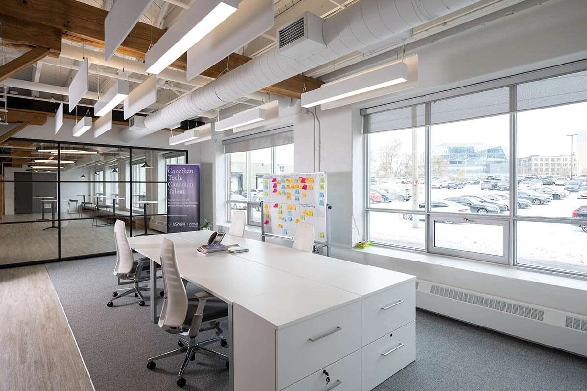 A modern and open office space with plenty of natural light