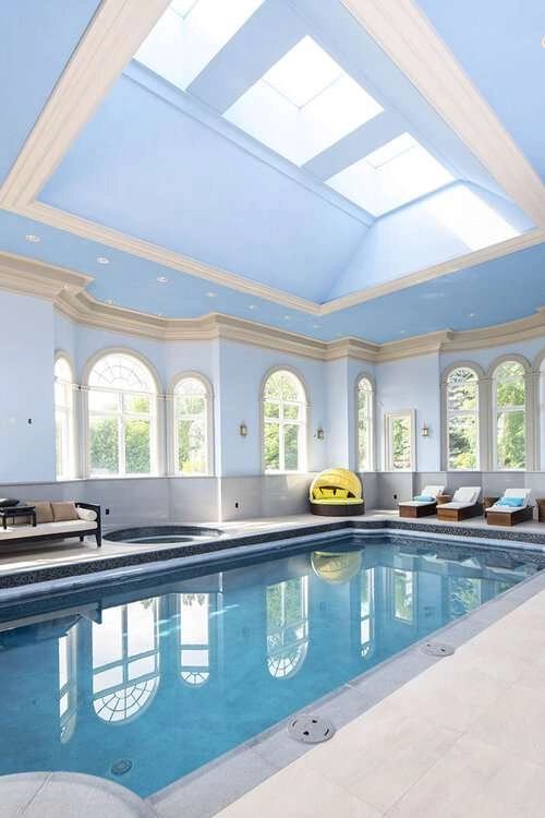 A luxurious pool in a mansion 