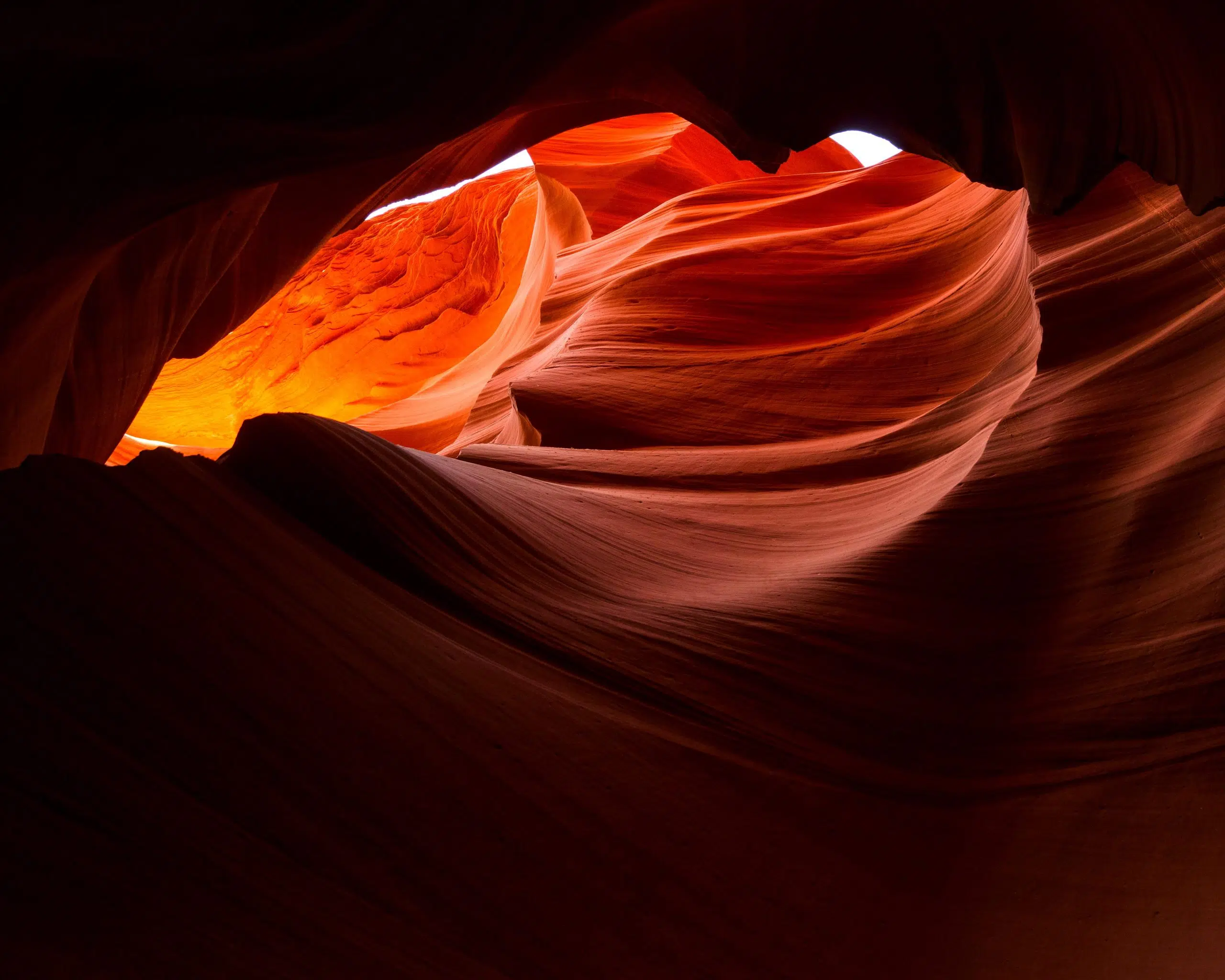 The brilliant orange glowing walls of antelope canyon.