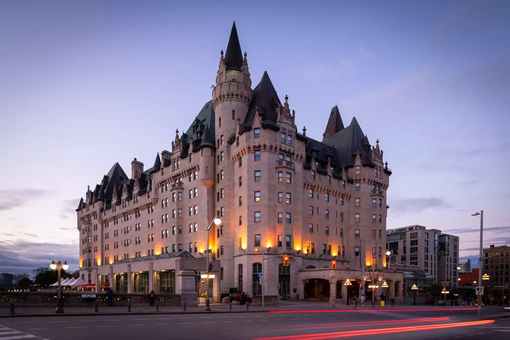 The chateau laurier is a french gothic revival style hotel in ottawa, ontario, canada. It was commissioned by sir wilfrid laurier, who was the seventh prime minister of canada from 1896 to 1911.
