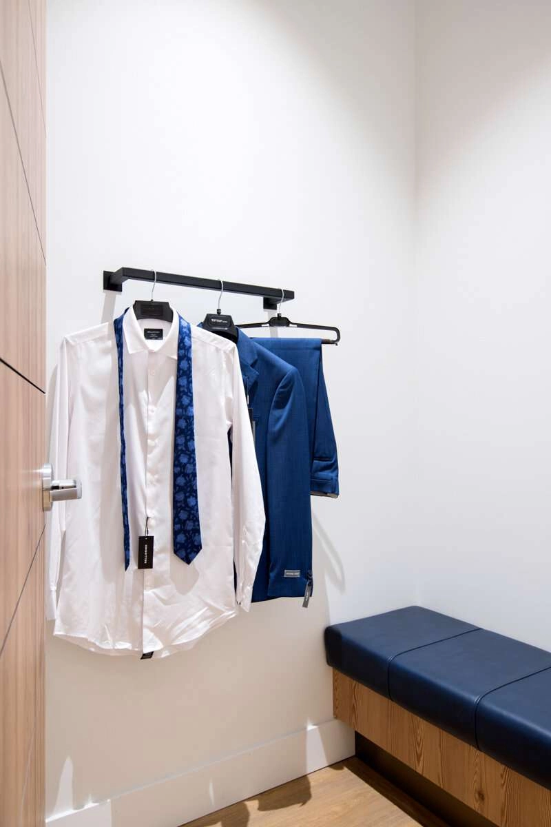 Change room, with suit inside.