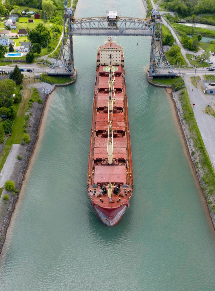 Aerial of large ship