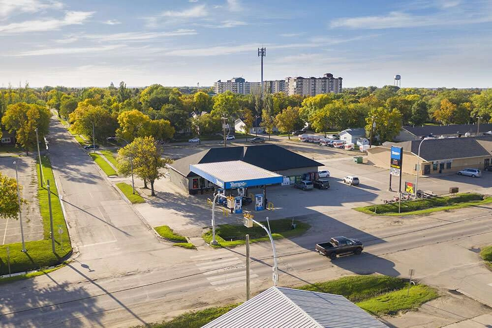 Aerial of gas station