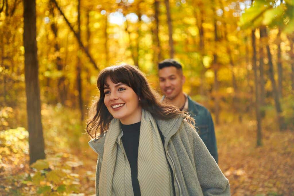Lifestyle image of two hikers during autumn
